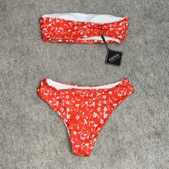 Zaful Small two piece bikini NWT red floral - Picture 2 of 3